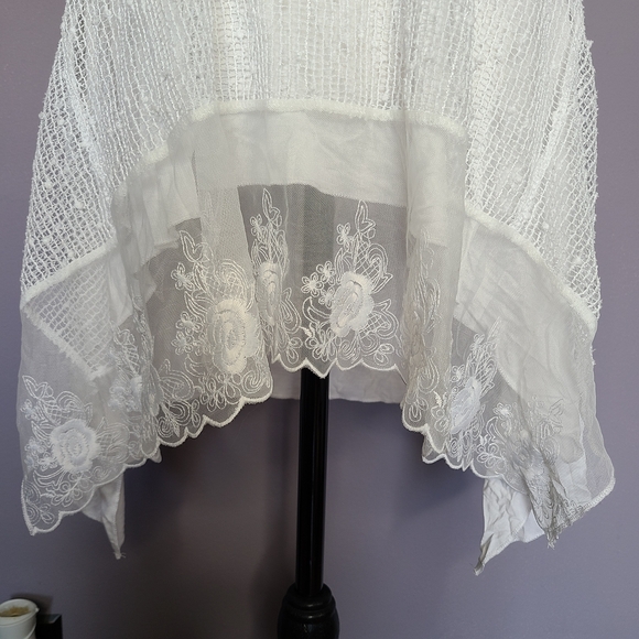 Cupio White High Low Dress with Lace And Sheer Detail - Picture 2 of 10